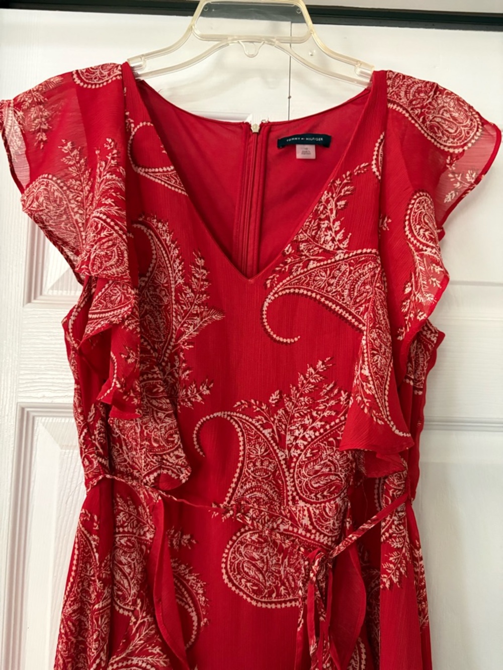 Tommy Hilfiger Red Paisley Ruffle Mini Dress - Picture 3 of 16